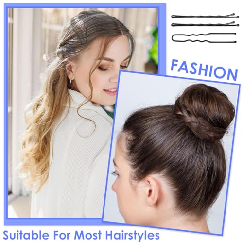 MAYCREATE® 600PCS Bobby Pins Hair U Pins with Mini Rubber Ties Stylish Metal for Updos Holding Stray Strands Accessories for Girls Women Black MAYCREATE® 600PCS Bobby Pins Hair U Pins with Mini Rubber Ties Stylish Metal for Updos Holding Stray Strands Accessories for Girls Women Black